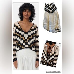 Maria Cher Ayacucho Harper Chevron Knit V-Neck Sweater & Skirt